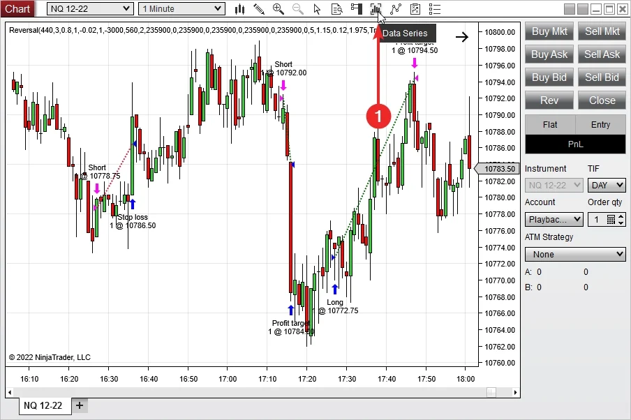 Open Data Series from the chart to configure instrument and timeframe