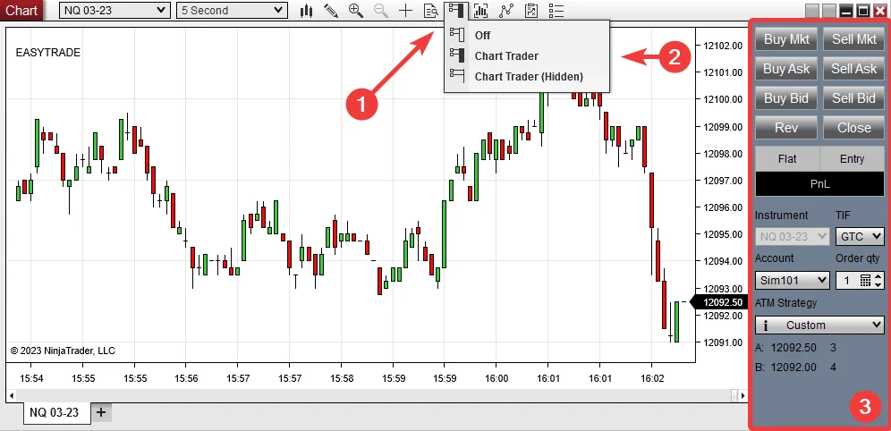 Easy Trade parameters and Chart Trader linkage